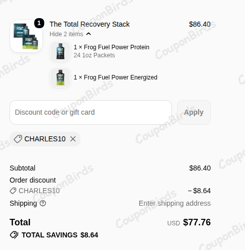 10% Frog Fuel Promo Code Verification Screenshot