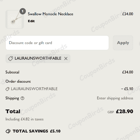 15% Fable England Promo Code Verification Screenshot