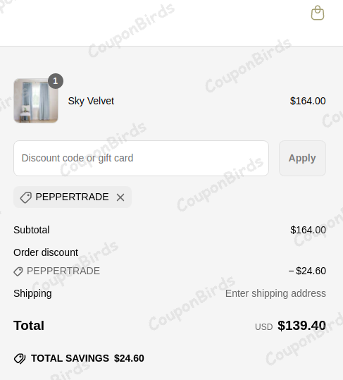15% Pepper Home Promo Code Verification Screenshot
