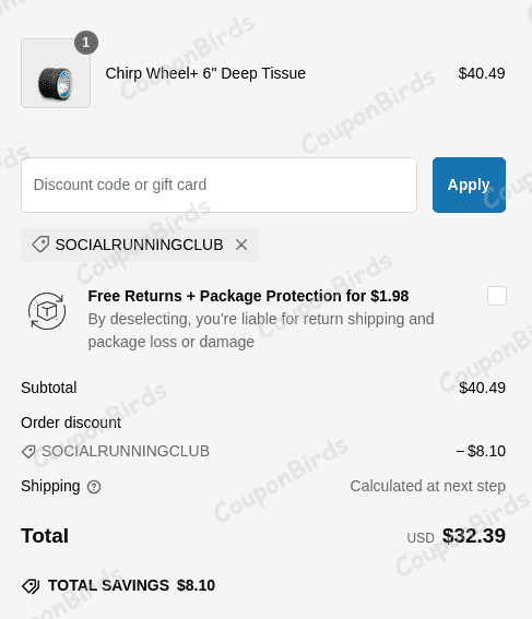 20% Chirp Promo Code Verification Screenshot