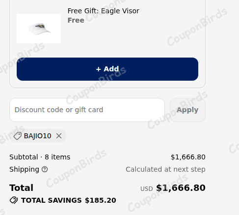 10% Bajio Sunglasses Promo Code Verification Screenshot