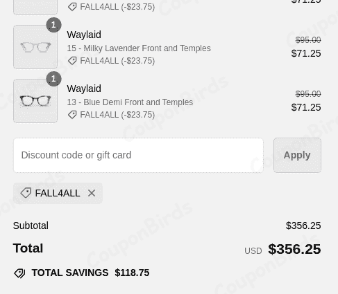 25% eyebobs Promo Code Verification Screenshot