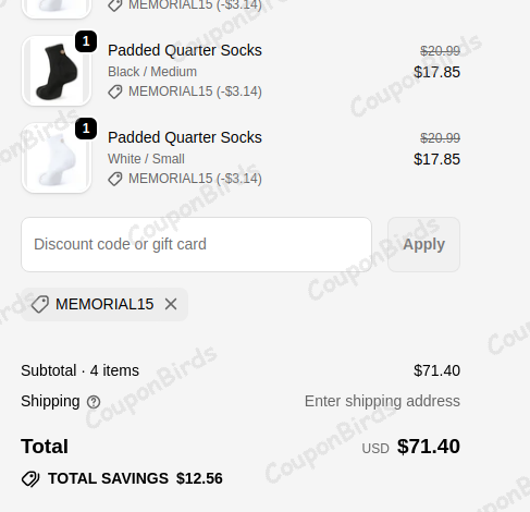 15% Shezza Socks Promo Code Verification Screenshot