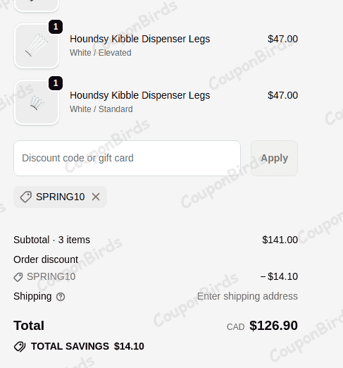 10% Houndsy Promo Code Verification Screenshot