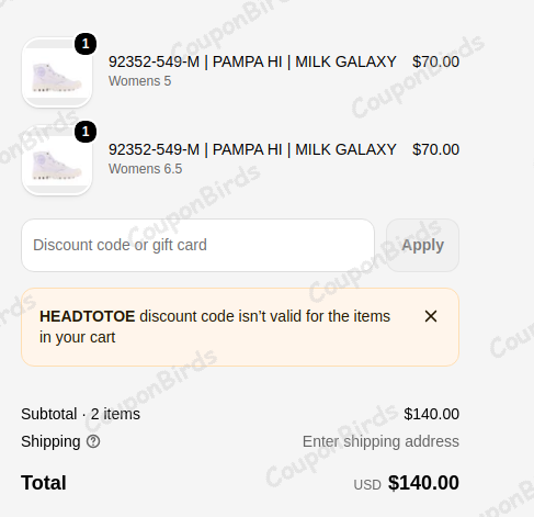 50% Palladium Boots Promo Code Verification Screenshot