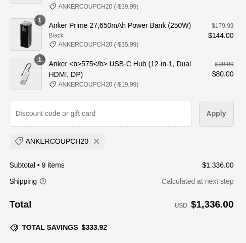20% Anker Promo Code Verification Screenshot