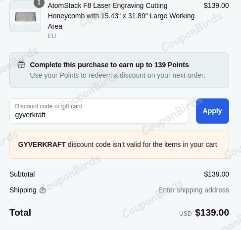 5% AtomStack Promo Code Verification Screenshot