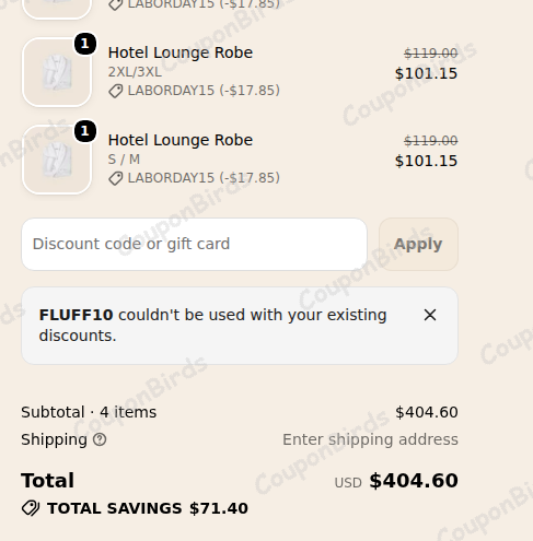 10% Fluff Promo Code Verification Screenshot