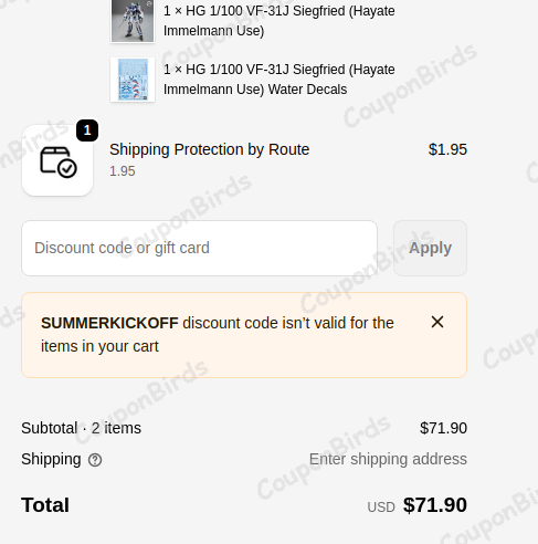10% Gundam Planet Promo Code Verification Screenshot