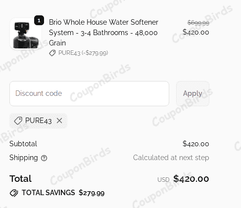 40% Brio Water Promo Code Verification Screenshot