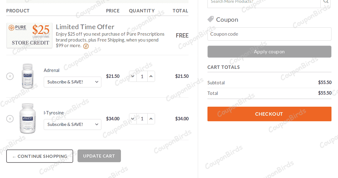 20% Pure Prescriptions Promo Code Verification Screenshot