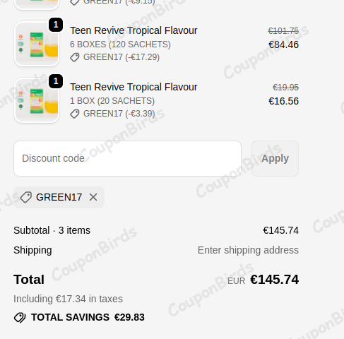 17% Revive Active Promo Code Verification Screenshot