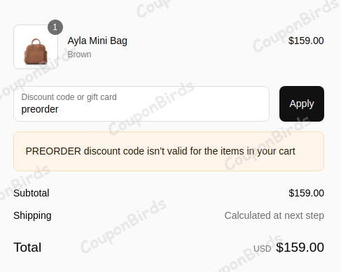 20% Ayla Bag Promo Code Verification Screenshot