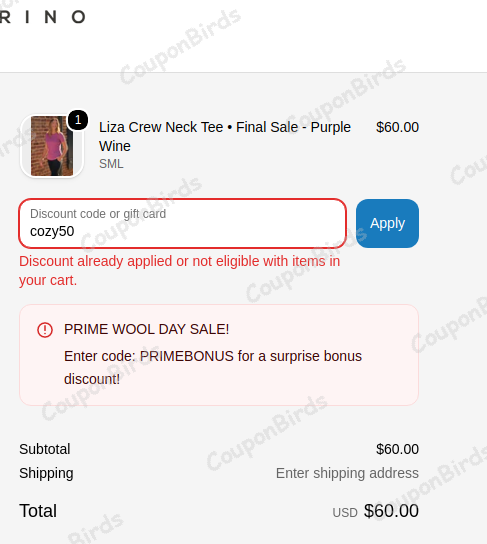 50% Woolx Promo Code Verification Screenshot