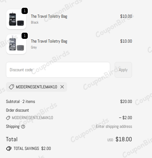 10% The Moderne Gentleman Promo Code Verification Screenshot