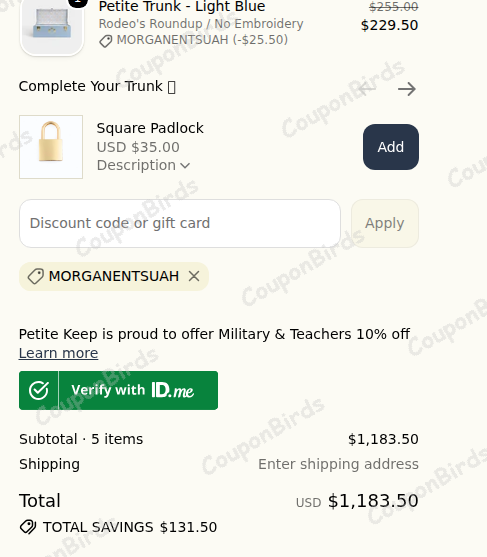 10% Petite Keep Promo Code Verification Screenshot