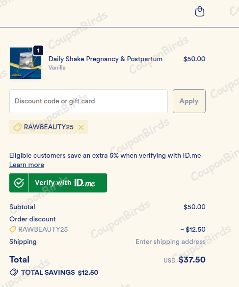 25% Ritual Promo Code Verification Screenshot