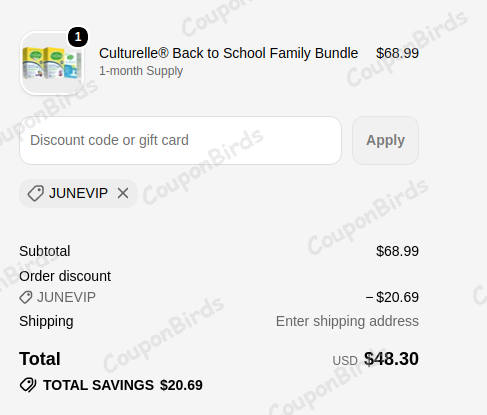 30% Culturelle Promo Code Verification Screenshot