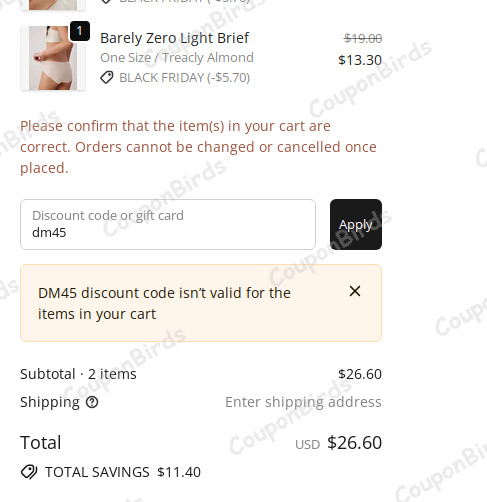 45% NEIWAI Promo Code Verification Screenshot