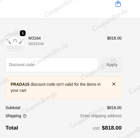 15% Otticanet Promo Code Verification Screenshot