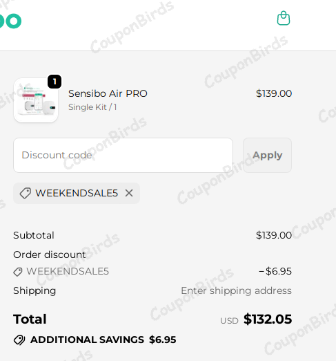 5% Sensibo Promo Code Verification Screenshot