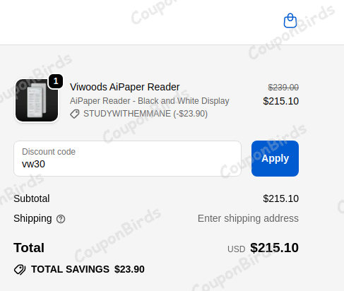 $30 Viwoods Promo Code Verification Screenshot