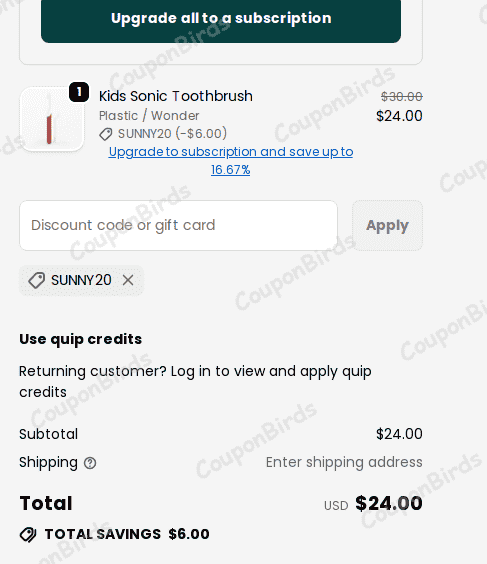 20% getquip.com Promo Code Verification Screenshot