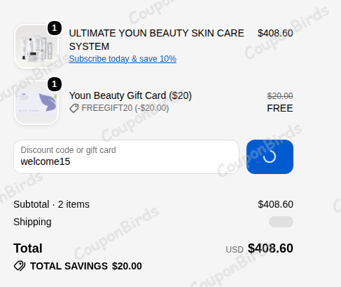 15% Youn Beauty Promo Code Verification Screenshot