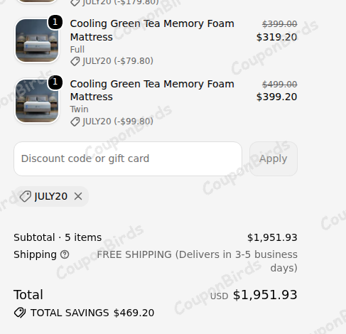 20% Zinus Promo Code Verification Screenshot