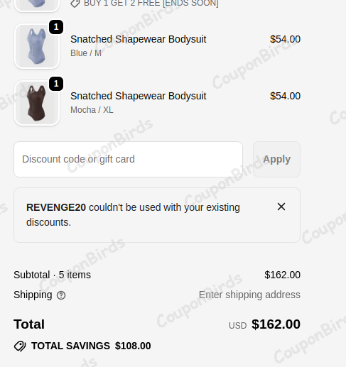 20% Revenge Body Promo Code Verification Screenshot