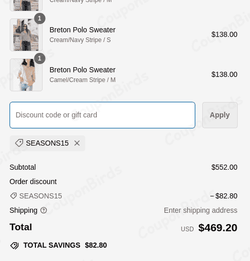 15% MERSEA Promo Code Verification Screenshot