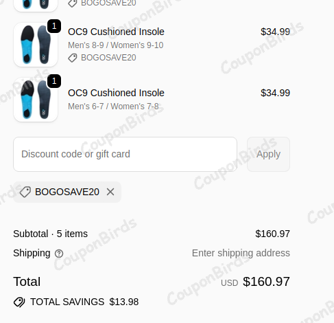 20% The Insole Promo Code Verification Screenshot