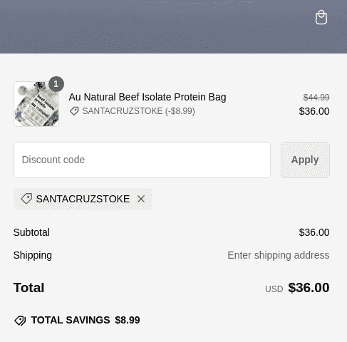 20% Santa Cruz Paleo Promo Code Verification Screenshot