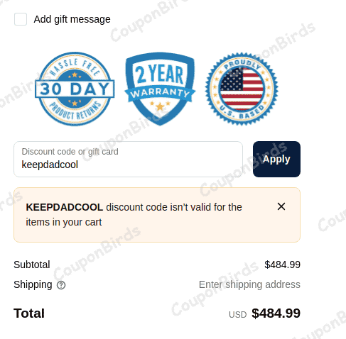 20% NewAir Promo Code Verification Screenshot