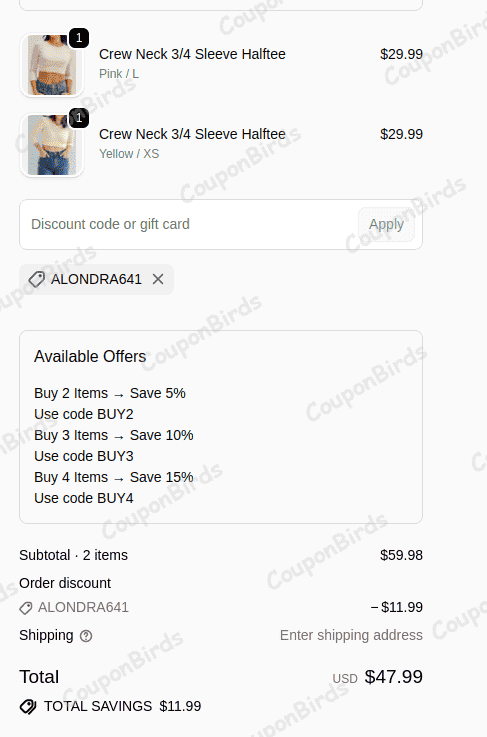 20% HALFTEE Layering Fashions Promo Code Verification Screenshot