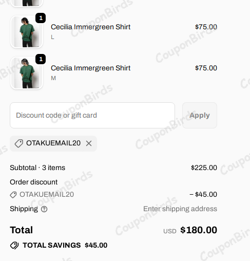 20% OTAKU Promo Code Verification Screenshot