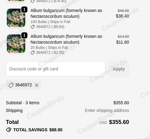 20% K. van Bourgondien Promo Code Verification Screenshot