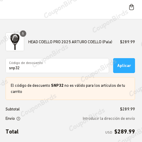 32% Padel Market Promo Code Verification Screenshot