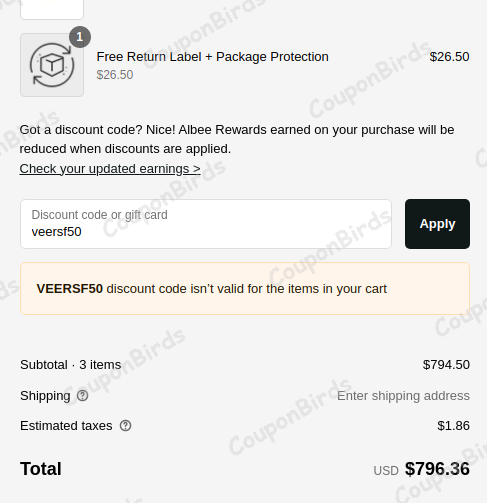 50% Albee Baby Promo Code Verification Screenshot