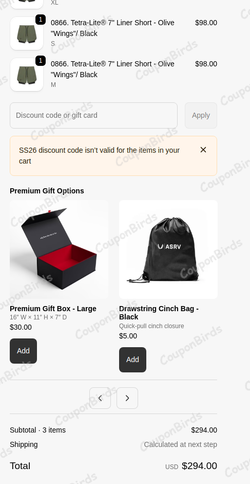 30% ASRV Promo Code Verification Screenshot