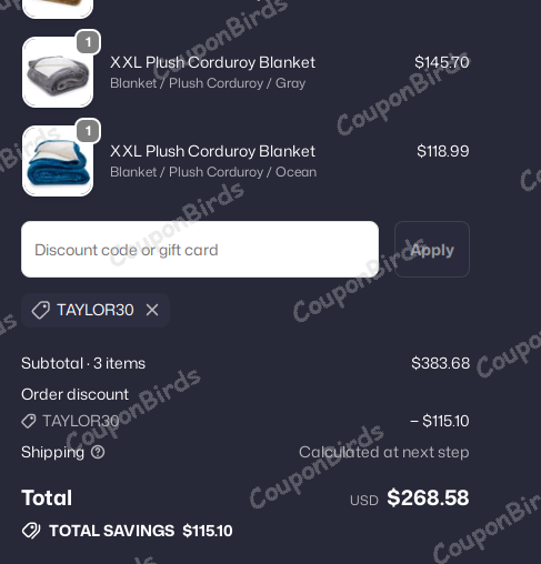 30% CordaRoy's Promo Code Verification Screenshot