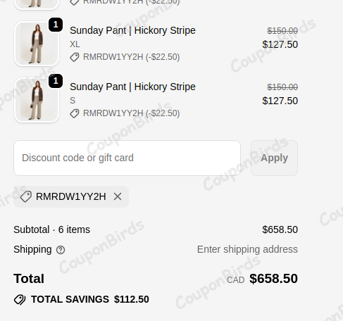15% Rumored Promo Code Verification Screenshot