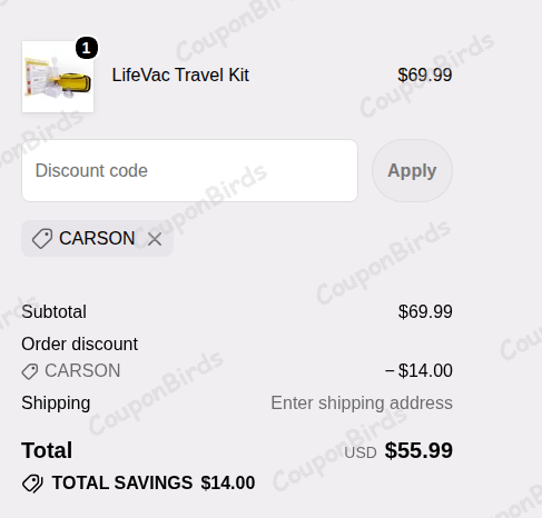 $14 LifeVac Promo Code Verification Screenshot