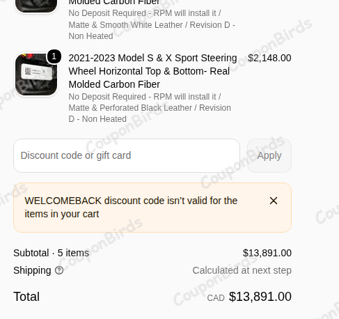 CODE RPM Tesla Promo Code Verification Screenshot
