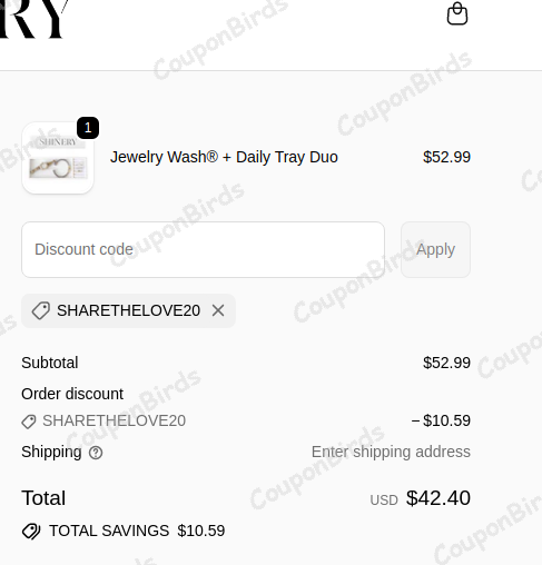 20% Shinery Promo Code Verification Screenshot
