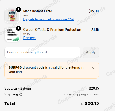 40% Laird Superfood Promo Code Verification Screenshot