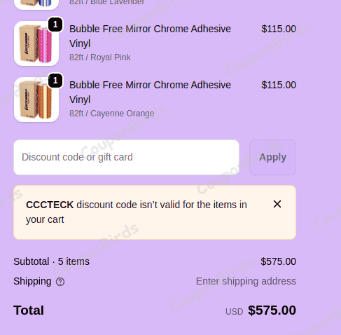 5% Teckwrap Craft Promo Code Verification Screenshot
