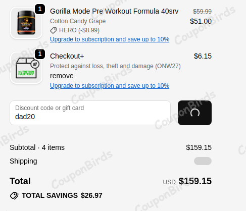 20% Nutrition Faktory Promo Code Verification Screenshot