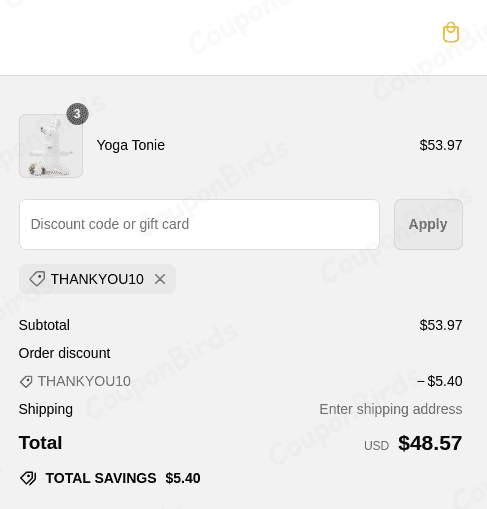 10% Tonies Promo Code Verification Screenshot