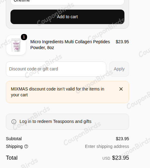 15% Micro Ingredients Promo Code Verification Screenshot